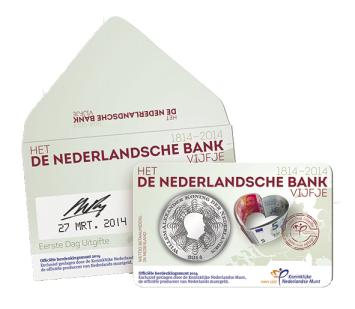 De Nederlandse Bank DNB Vijfje 2014 1e Dag Coincard